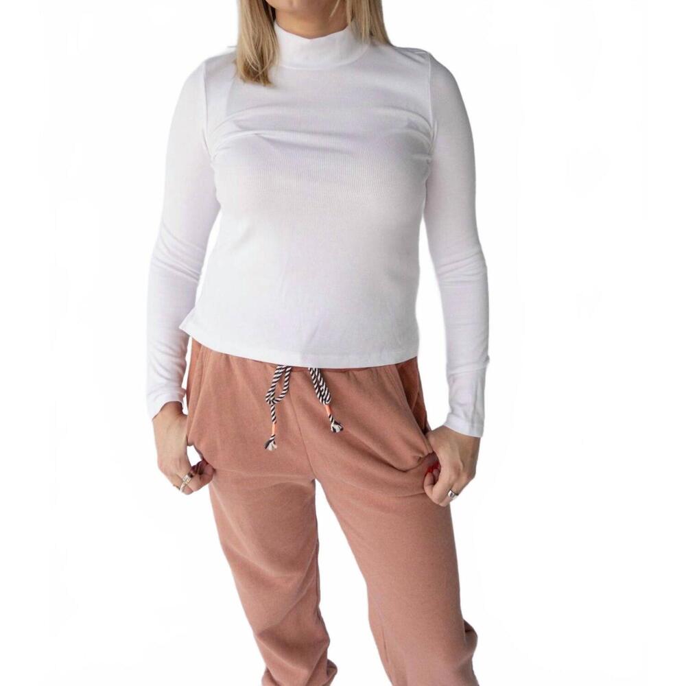NEW SUNDRY long sleeve mock neck top in white